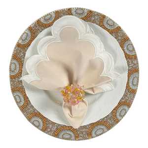 Handmade Beaded Round Fabric Placemat Luxury Design 450mm Diameter Eco-Friendly Decorative Table <b>Mat</b> - Product Image 2