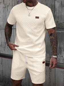 Nouvel ensemble survêtement décontracté pour homme, t-shirt à capuche oversize et short, en coton 100% uni, séchage rapide, tricoté, style urbain - Product Image 4