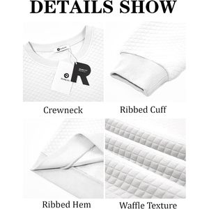 2025 Sudadera de cuello redondo con textura de diamante acolchado para hombre, Jersey informal de manga larga con etiqueta personalizada, patrón sólido, talla 6XL - Product Image 5