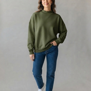 Custom Made <b>Women</b>’s Fashion Oversized Mockneck Sweatshirt Loose Fit Long Sleeve Pullover Cozy Casual Winter <b>Top</b> - Product Image 1