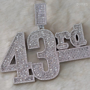Iced Moissanite Number Name <b>Initial</b> Logo Hip Hop Letter Numerical Luxury 18K Gold Plated Unisex 925 Sterling <b>Silver</b> <b>Pendant</b> - Product Image 2