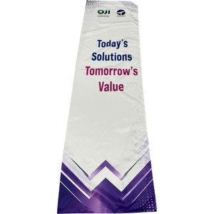 Bandera de Pluma OJI con Asta de Aluminio, Impresión Digital en Poliéster, Duradera, para Exteriores, Ferias Comerciales, Diseño Azul y Blanco - Product Image 3