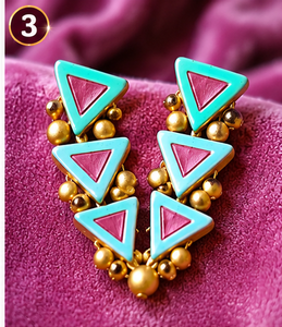 KOTTRAVAI - Pinza para el Cabello con Cuentas Triangulares Geométricas, Accesorio de Joyería de Resina Colorida de Tamil Nadu para Mujer, para Usar en Fiestas - Product Image 1