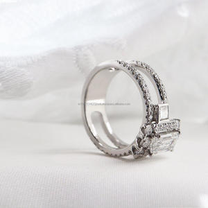 Igi/gia แหวนแต่งงาน14K ประดับเพชรสีขาวทองคำขาวใส่ได้ทั้งชายและหญิงสำหรับงานเลี้ยงครบรอบ - Product Image 4