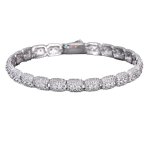 Pulsera de Moissanita Redonda Brillante Plateada, Cadena de Tenis Premium, Joyería de Lujo Brillante, Cierre Seguro, Elegante Regalo para Mujer - Product Image 1