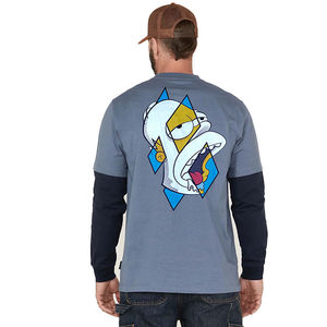 T-shirt personnalisé col rond 260 grammes coton bambou streetwear délavé à l'acide double couche manches longues coupe oversize écoresponsable 2-en-1 sérigraphié - Product Image 2