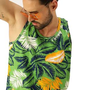 Camiseta sin mangas de verano para hombre, chaleco con estampado de hojas tropicales, ropa de playa informal ligera, camiseta sin mangas con estampado de hojas personalizado para hombre - Product Image 5