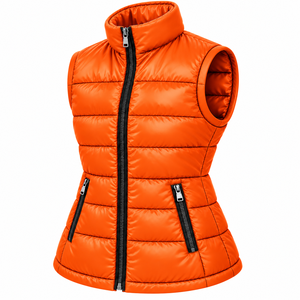 High Quality <b>Women</b> Nylon Bubble Puffer <b>Vest</b> Zipper Pocket Winter Bodywarmer Stylish Streetwear Custom <b>Womens</b> Puffer Jacket - Product Image 5