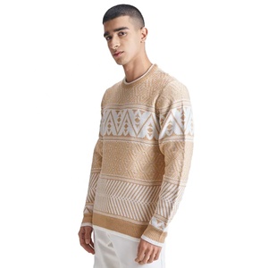 Pull en tricot géométrique pour homme, col rond, coupe ample, manches longues, style décontracté automne-hiver - Product Image 2