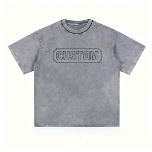 T-shirt en coton délavé surdimensionné pour homme, style rétro streetwear, col rond décontracté, tendance, marché de gros américain - Product Image 1
