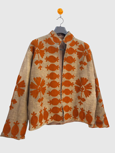 Blazer en laine brodé de fleurs pour femmes grandes tailles, manches longues, col rabattu, veste d'automne de longueur normale - Product Image 3