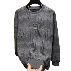 Sweat-shirt pour homme grande taille avec strass et contraste de couleurs - Product Image 1