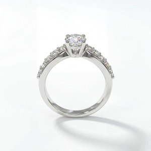2.70 CT Total Diamond Weight 14K White Gold Lab Grown Diamond Round Cut <b>Split</b> Shank Double Row Pave Engagement <b>Ring</b> - Product Image 3