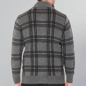 Suéter de punto grueso informal para hombre, con cremallera y cuello alto, 100% lana/forro polar, color liso, transpirable, estilo streetwear, venta al por mayor - Product Image 3