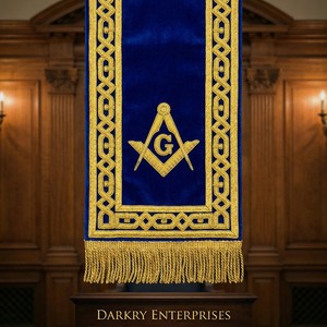 Écharpe maçonnique en soie blanche, broderie à la main en fil d'or, bordure en forme d'arche, franges argentées, pour Arche de la Cuvette, Régalia de Loge personnalisée - Product Image 5