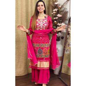 ÚLTIMO CHINON BORDADO CODIFICACIÓN SECUENCIA TRABAJO TOP PALAZZO CON DUPATTA RANI - Product Image 1