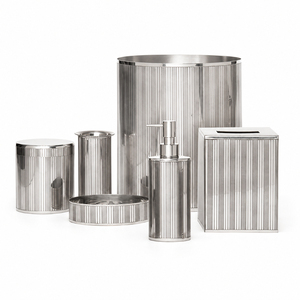 Modern Eco-Friendly Hammered Stainless Steel <b>Bathroom</b> <b>Accessories</b> <b>Set</b> 5-Piece Silver Metal Vanity Organizer for Home Hotel Decor - Product Image 4