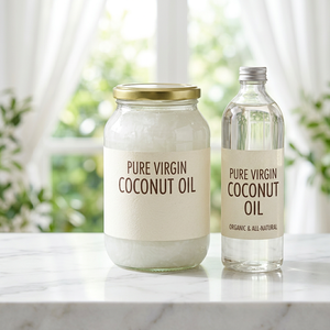Aceite de Coco Virgen Puro Fraccionado Prensado en Frío, Orgánico, de Grado Alimenticio, Natural, para Cuidado de la Piel, Cabello, Masajes y Uso Culinario - Product Image 1