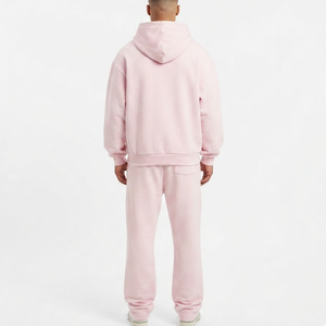 Ensemble de survêtement personnalisé pour homme en molleton 100% coton 300 g/m², imprimé uni, coupe large, respirant, avec sweat à capuche et pantalon de jogging à cordon de serrage, style streetwear - Product Image 6