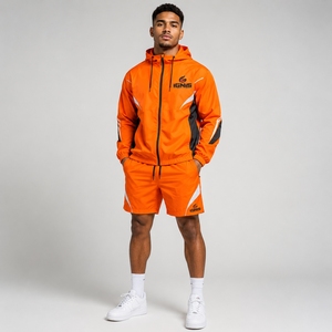 Conjunto Deportivo Corto para Hombre, Chaqueta con Capucha y Pantalones Cortos a Juego, Ropa Deportiva Informal, Ligera y Transpirable - Product Image 1