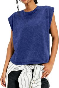 T-shirts pour femmes en coton 100% respirant, à col rond, à manches courtes, coupe ample, tricotés, couleur unie, décontractés, printemps-été, gris - Product Image 4