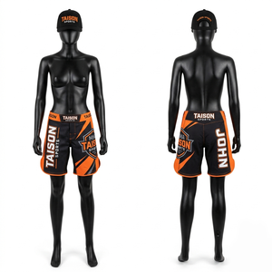 Premium 180 GSM Polyester Spandex MMA Shorts Pink Black White <b>Panel</b> Design Sublimation Printed Custom Logo Fight Training Wear - Product Image 4