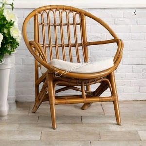Modern Bamboo Rattan Rocking <b>Stackable</b> <b>Garden</b> <b>Chair</b> Cushion Rustic Outdoor Furniture Tapered Leg Embossed Comfortable Patio - Product Image 4