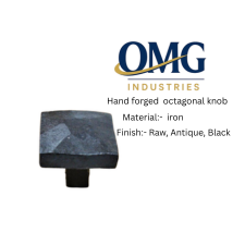 Tirador y pomo octogonal de hierro forjado a mano, resistente, negro, para cajones y puertas, venta al por mayor - Product Image 2