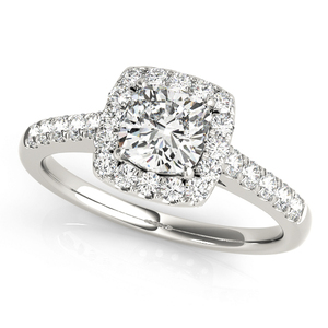 IGI Certified Rhodium <b>Cushion</b> Cut Lab Grown Diamond Halo Filled Bridal <b>Ring</b> Set 10K/14K/18K Gold 925 935 Silver Fine Jewelry - Product Image 2