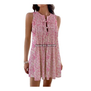 Vestido de Verano con Estampado a Mano en Algodón, Cuello Redondo, Estilo Informal para Mujer - Product Image 2