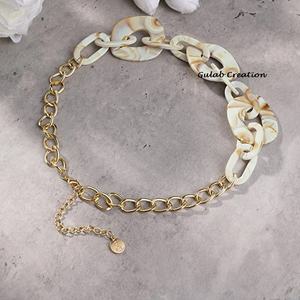 Collar de Gargantilla Geométrico de Resina Acrílica, Collar de Eslabones Gruesos, Estilo Vintage, Hecho a Mano, Ajustable, Joyería Coleccionable para Mujer - Product Image 2