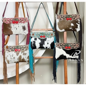 2026 Premium Factory Price Tooled Fur Cowhide Leather Sling Cherry <b>Bag</b> New Western Style Shoulder Crossbody <b>Bag</b> Gift for Women - Product Image 1