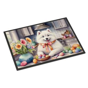 Nuevo Felpudo de pila baja antideslizante para Exteriores de 18H X 27W para Pascua con un diseño samoyedo decorativo lavable para entrada - Product Image 1