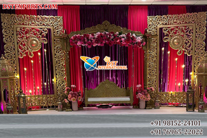 Tema de boda tradicional de Sri Lanka, escenario de recepción, estilo tamiliano, evento de boda hindú, configuración de escenario, decoración de escenario de boda árabe - Product Image 4
