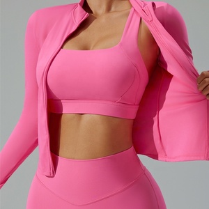 Hot Sale 3 Piece <b>Yoga</b> Set Work Out Sets Women Full Zip up Long Sleeve <b>Yoga</b> <b>Jacket</b> Sports Bra Pants <b>Yoga</b> Set for Women - Product Image 1