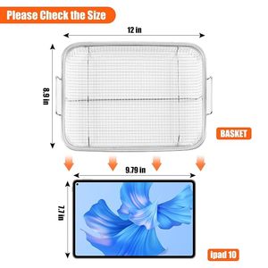 Panier en treillis métallique en acier inoxydable avec poignées, réutilisable, résistant au four, pour friture et refroidissement - Product Image 3