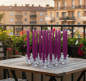 Velas cónicas moradas impregnadas a mano en paquete a granel, perfectas para pedidos al por mayor, organizadores de eventos y mayoristas. - Product Image 2