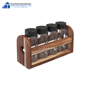 Wooden Spice <b>Rack</b> With 4/6/8/12 Glass Jars Natural Wood Easy To Clean Use For <b>Kitchen</b> Organization Made in Vietnam - Product Image 5