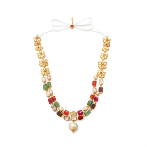 Navarathna Gold Plated Two Layer <b>Pearl</b> and Zirconia Bridal <b>Necklace</b> <b>Set</b> - Product Image 2