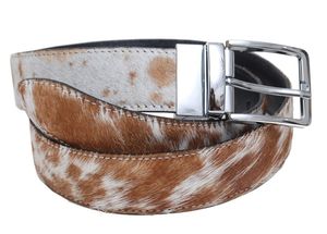 Cinturón Reversible de Piel de Vaca con Hebilla de Acero Plateado, Estilo Vintage, 3.5cm de Ancho, 125cm de Largo - Product Image 3