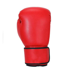Gants de boxe en cuir rouge, fermeture Velcro, pour adultes, équipement d'entraînement respirant - Product Image 4