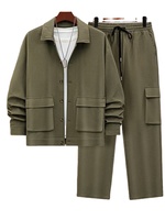Conjunto Deportivo Informal para Hombre/Conjunto Deportivo Moderno para Exteriores con Bolsillos/Cordón Ajustable/Cremallera/Poliéster/Estilo Atlético/Corte Regular