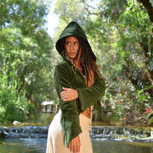 Fleece Lined Leaf Hooded Jacket Elven Faerie Festival Coat Women Warm Hooded Jacket Boho Winter with Nature Inspired Design - Product Image 2