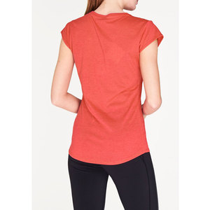 Women's V-Neck Short Sleeve T-<b>Shirt</b> Solid Color Knitted Fabric Casual Regular Fit All Seasons Orange - Product Image 5