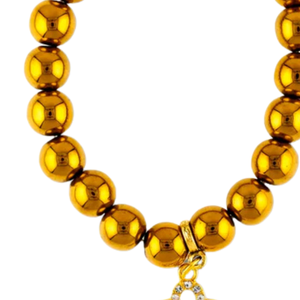 Women's Gold <b>Beaded</b> <b>Bracelet</b> with Golden Soror Charm Elegant Fashion Jewelry Stretch Bead <b>Bracelet</b> Gift Accessory - Product Image 2