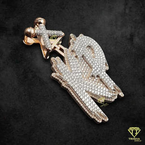 Luxury " KP " Name Pendant Lab Grown Diamond Hip Hop <b>Chain</b> <b>Iced</b> <b>Out</b> Custom Letter Necklace For Men - Product Image 1