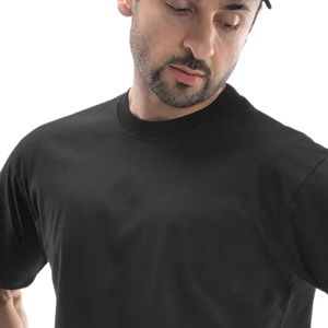T-shirt noir à manches courtes pour homme, col rond, uni, décontracté, basique, couleur unie, coupe classique, haut de tous les jours, vêtements simples pour homme - Product Image 2
