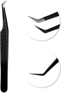 Pinzas para Pestañas Curvas y Rectas Disponibles, Pinzas de Acero Inoxidable para Belleza, Pinzas Extensibles para Volumen con Peine, Extensión de Pestañas - Product Image 1