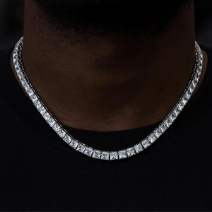 Custom Princess Cut Diamond <b>Tennis</b> <b>Necklace</b> Length Lab Grown Diamond <b>Tennis</b> <b>Necklace</b> Bezel Set Fine Jewelry Supply - Product Image 1
