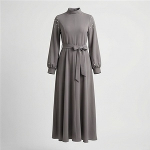Etiqueta Personalizada al por Mayor, Ropa Musulmana Tradicional, Bufanda de Moda Modesta para Mujer, Diseño Islámico, Abaya Cerrada de Lino - Product Image 1